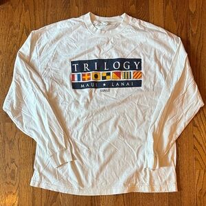 Vintage oversized White Tourist Hawaii Trilogy Long Sleeve Shirt Maui Lanai